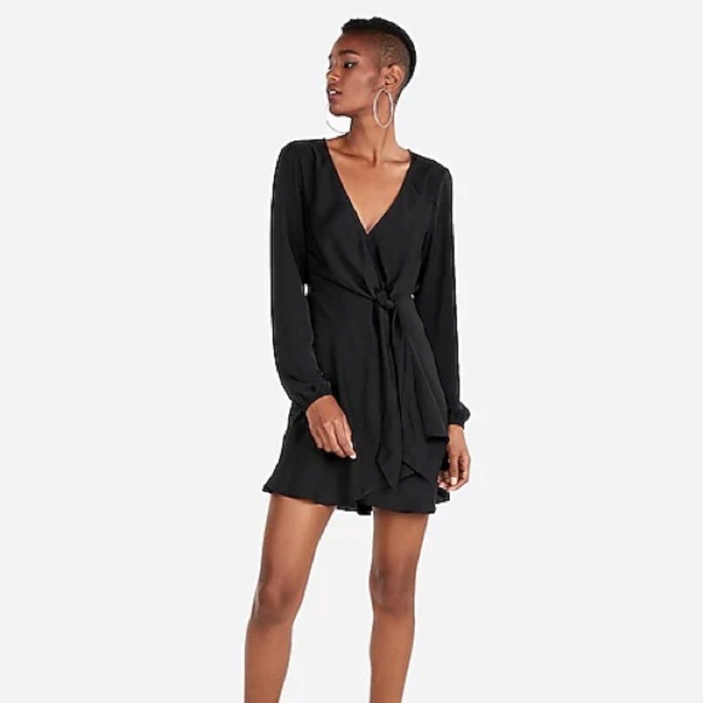 Knotted V-Neck Elastic Waist Mini Dress